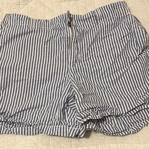 Blue and White Striped Women's Shorts